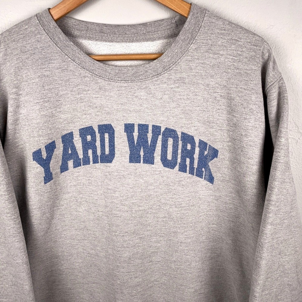 Vtg Yard Work Crewneck Sweater Gray Men L/XL Dadcore Ivy League College 90s Y2K